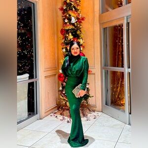 Emerald shimmery elegant long formal gown